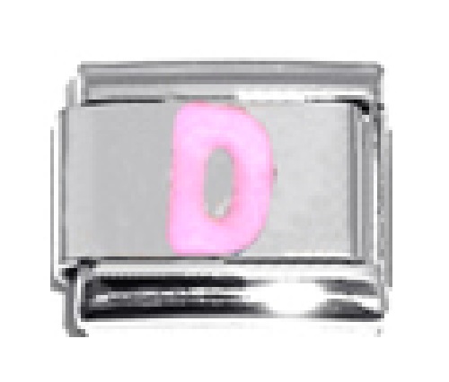 Pink Letter D - 9mm Italian charm - Click Image to Close